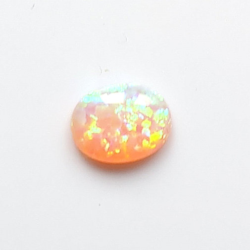 Lab Created Opal:  Oval Cabochon Light Pink (k-54) Lab Created Opal