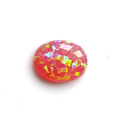 Lab Created Opal:  Oval Cabochon Dark Pink (k-56) Lab Created Opal