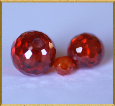 Beads: Ball with 2mm deep hole Padparadscha Cubic Zirconia