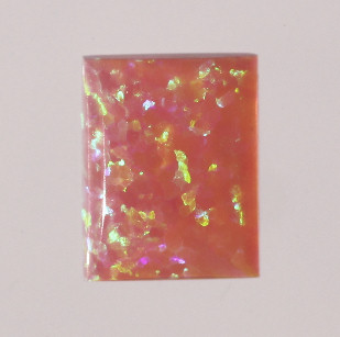 Lab Created Opal:  Emerald Cabochon Pink (k-7) Lab Created Opal