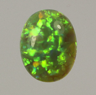Lab Created Opal:  Oval Cabochon Green(k-11) Lab Created Opal