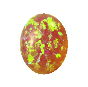 Lab Created Opal:  Oval Cabochon Orange (k-53) Lab Created Opal