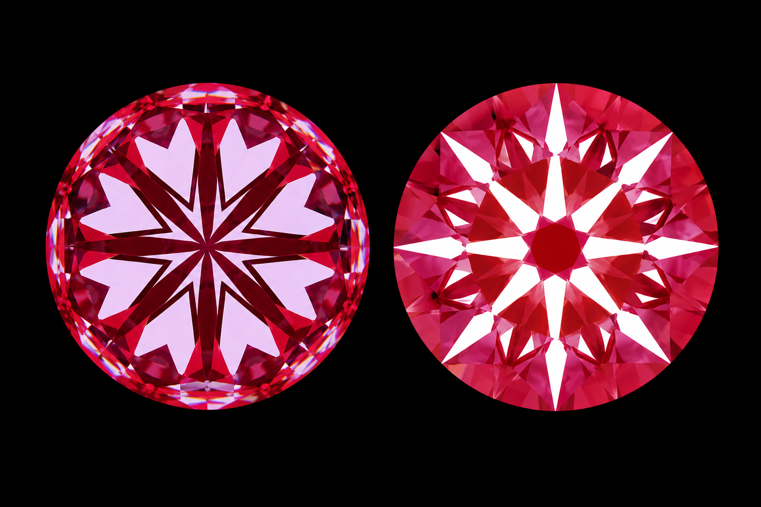 Hearts and Arrows pattern visible in a precision cut cubic zirconia gemstone