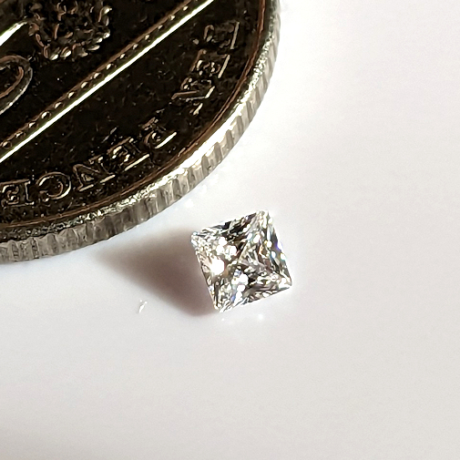 6A, Cubic Zirconia, Princess Plus, White, 3.4mm (0.22ct)