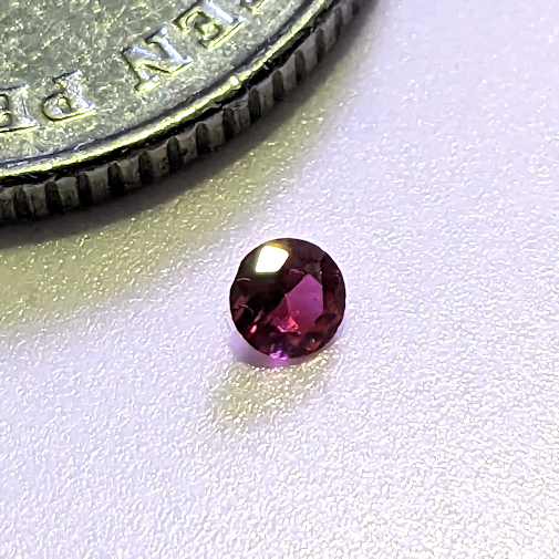 Lab Created Ruby, Dark Red Pink, Round Brilliant, 3mm (0.097ct)