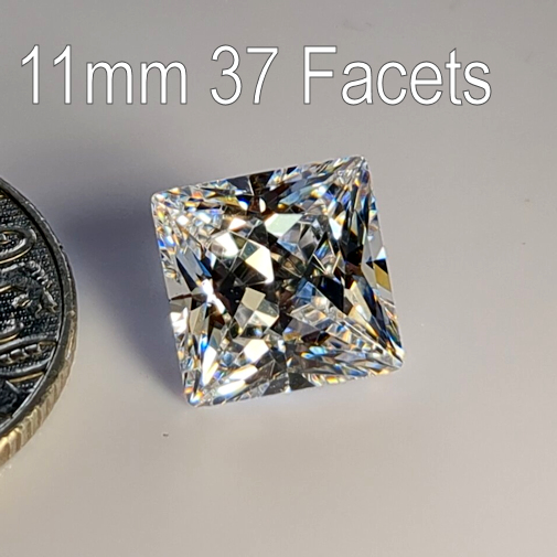 6A, Cubic Zirconia, 6A Quality, Princess, White, 11mm (6.7ct)