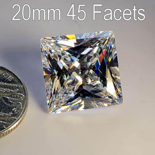 6A, Cubic Zirconia, 6A Quality, Princess, White, 20mm (40ct)