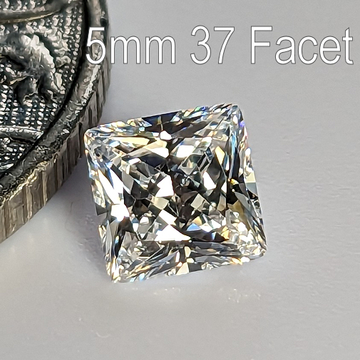 6A, Cubic Zirconia, 6A Quality, Princess, Warm H-J, 5mm (0.63ct)