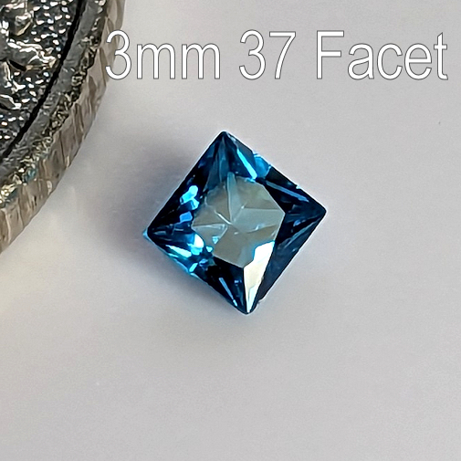 6A, Cubic Zirconia, 6A Quality, Princess, Dark Blue Topaz, 3mm (0.18ct)