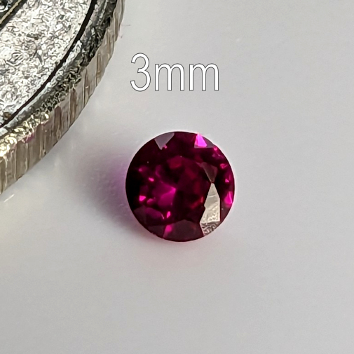 Lab Created Ruby, Darkest Red Pink, 3mm (0.097ct)