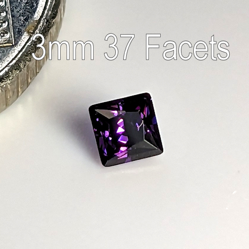 6A, Cubic Zirconia, Princess Plus, Amethyst, 3mm (0.18ct)