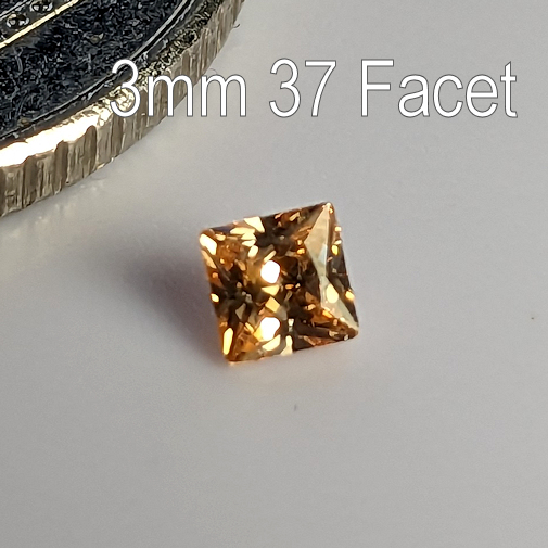 6A, Cubic Zirconia, Princess Plus, Champagne, 3mm (0.15ct)
