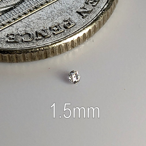 6A, Cubic Zirconia, 6A Quality, Round Brilliant 8 Hearts & Arrows, White, 1.5mm (0.013ct)