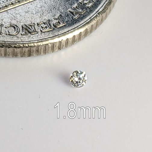 6A, Cubic Zirconia, 6A Quality, Round Brilliant 8 Hearts & Arrows, White, 1.8mm (0.022ct)