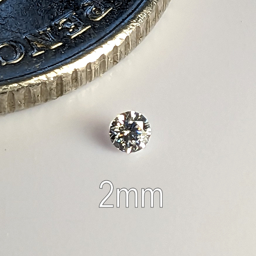 6A, Cubic Zirconia, 6A Quality, Round Brilliant 8 Hearts & Arrows, White, 2mm (0.036ct)