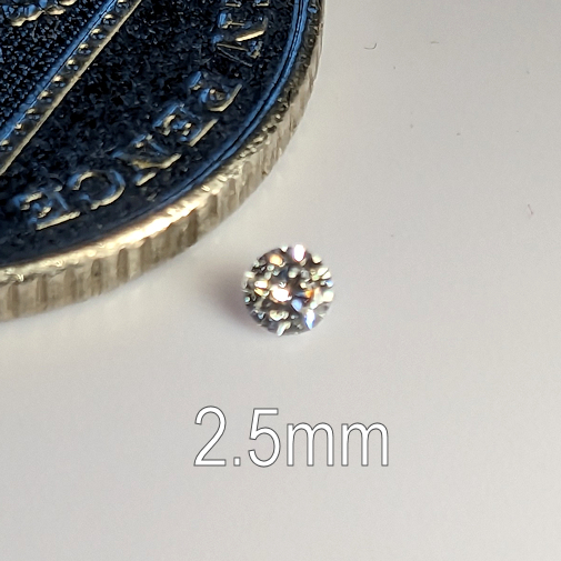 6A, Cubic Zirconia, Round Brilliant 8 Hearts & Arrows, White, 2.5mm (0.05ct)