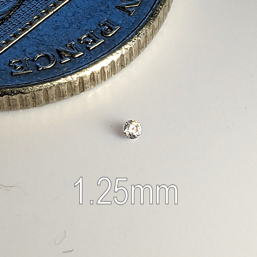 6A, Cubic Zirconia, 6A Quality, Round Brilliant 8 Hearts & Arrows, White, 1.25mm (0.007ct)