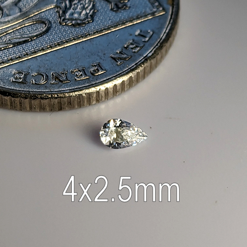 Cubic Zirconia, Pear, White, 4x2.5mm (0.1ct)