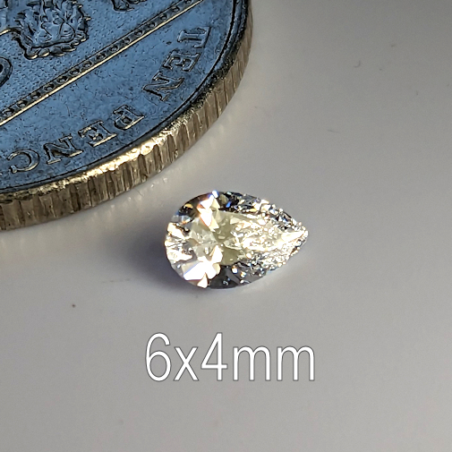 Cubic Zirconia, Pear, White, 6x4mm (0.4ct)