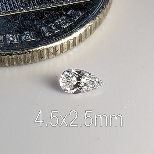 Cubic Zirconia, Pear, White, 4.5x2.5mm (0.25ct)