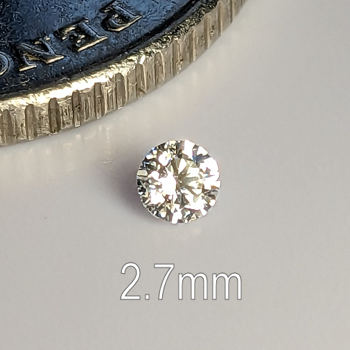 6A, Cubic Zirconia, 6A Quality, Round Brilliant 8 Hearts & Arrows, White, 2.7mm (0.07ct)