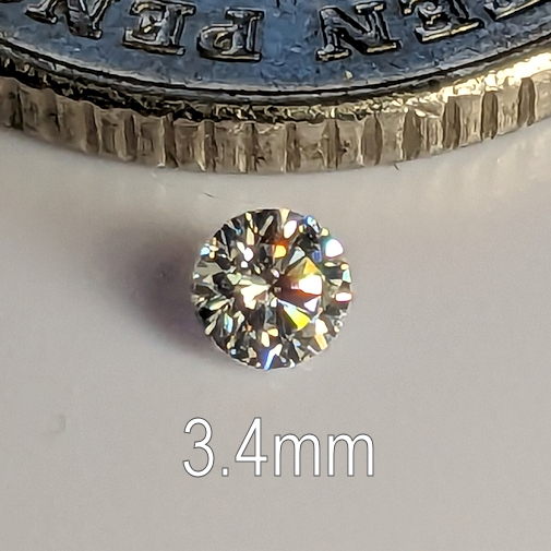 6A, Cubic Zirconia, Round Brilliant 8 Hearts & Arrows, White, 3.4mm (0.15ct)