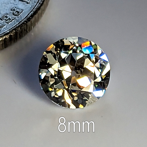 6A, Cubic Zirconia, Old European Cut, Warm, 8mm (1.84ct)