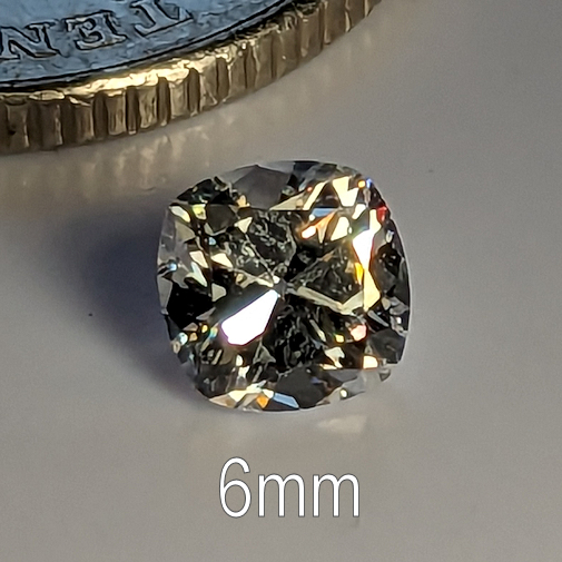 6A, Cubic Zirconia, Old Mine Cut, Warm, 6mm (0.85ct)