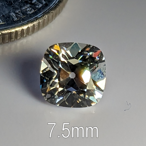6A, Cubic Zirconia, Old Mine Cut, Warm, 7.5mm (1.65ct)