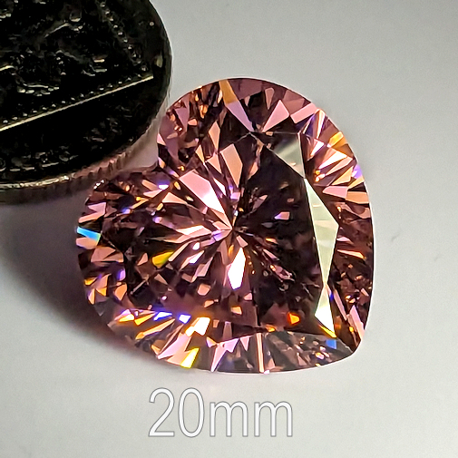 Cubic Zirconia, Heart, Pink, 20mm (30ct)