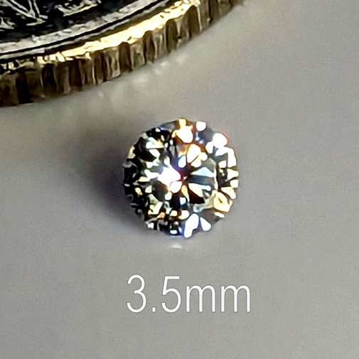6A, Cubic Zirconia, 6A Quality, Round Brilliant 8 Hearts & Arrows, White, 3.5mm (0.154ct)