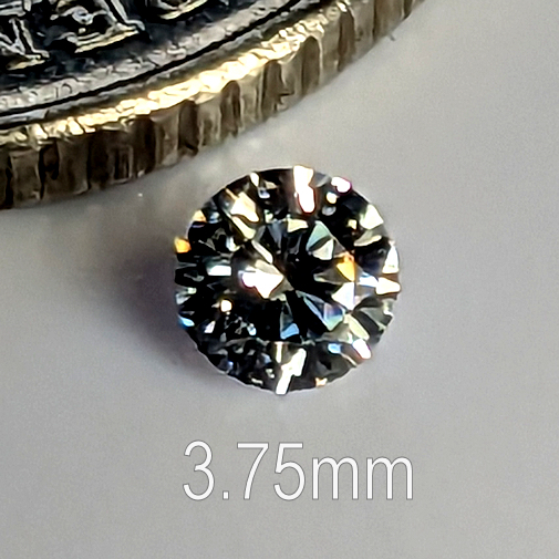 6A, Cubic Zirconia, 6A Quality, Round Brilliant 8 Hearts & Arrows, White, 3.75mm (0.19ct)