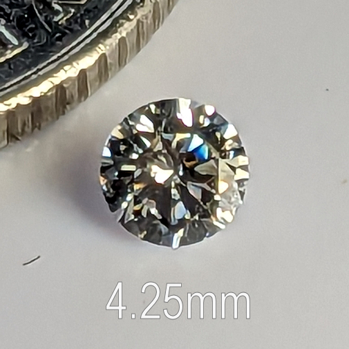 6A, Cubic Zirconia, 6A Quality, Round Brilliant 8 Hearts & Arrows, White, 4.25mm (0.29ct)