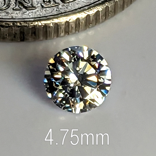 6A, Cubic Zirconia, Round Brilliant 8 Hearts & Arrows, White, 4.75mm (0.41ct)