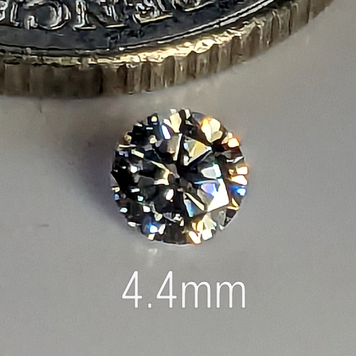 6A, Cubic Zirconia, 6A Quality, Round Brilliant 8 Hearts & Arrows, White, 4.4mm (0.33ct)
