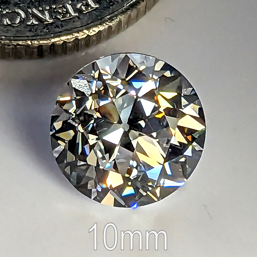 6A, Cubic Zirconia, Old European Cut, White, 10mm (3.8ct)