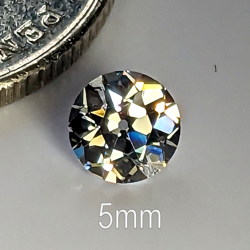6A, Cubic Zirconia, Old European Cut, White, 5mm (0.45ct)