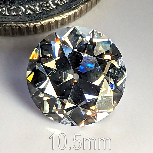 6A, Cubic Zirconia, Old European Cut, White, 10.5mm (4.38ct)