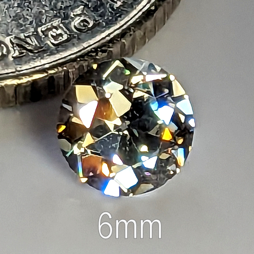 6A, Cubic Zirconia, Old European Cut, White, 6mm (0.78ct)