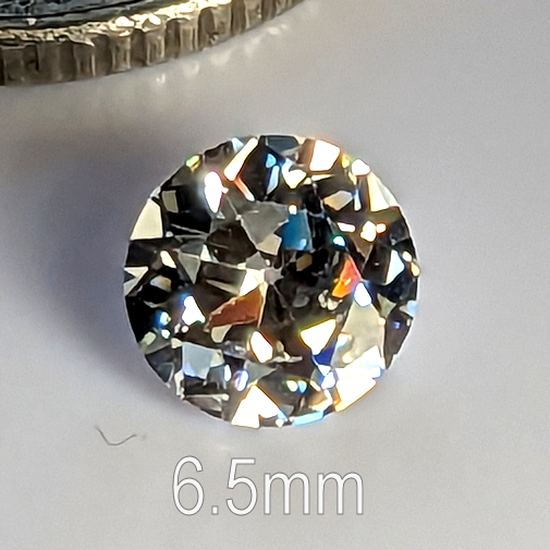 6A, Cubic Zirconia, Old European Cut, White, 6.5mm (1ct)