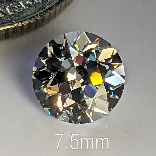 6A, Cubic Zirconia, Old European Cut, White, 7.5mm (1.59ct)
