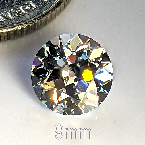 6A, Cubic Zirconia, Old European Cut, White, 9mm (2.76ct)
