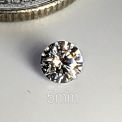 6A, Cubic Zirconia, 6A Quality, Round Brilliant 8 Hearts & Arrows, White, 5mm (0.45ct)