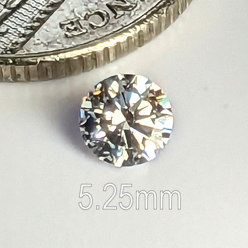 6A, Cubic Zirconia, Round Brilliant 8 Hearts & Arrows, White, 5.25mm (0.55ct)