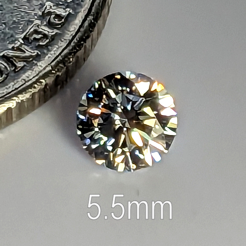 6A, Cubic Zirconia, 6A Quality, Round Brilliant 8 Hearts & Arrows, White, 5.5mm (0.63ct)