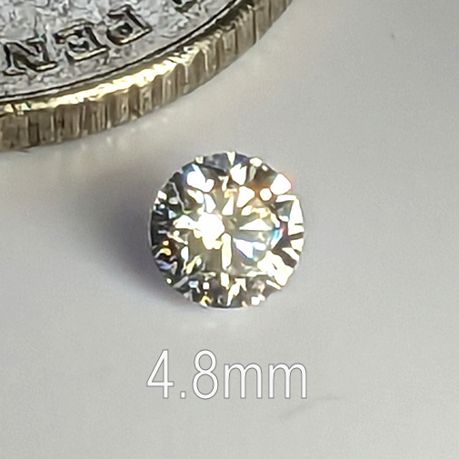 6A, Cubic Zirconia, Round Brilliant 8 Hearts & Arrows, White, 4.8mm (0.4ct)