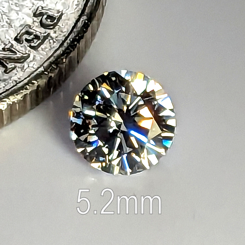 6A, Cubic Zirconia, 6A Quality, Round Brilliant 8 Hearts & Arrows, White, 5.2mm (0.5ct)
