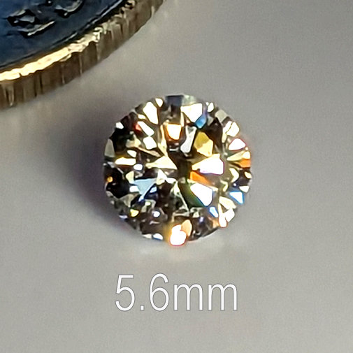 6A, Cubic Zirconia, 6A Quality, Round Brilliant 8 Hearts & Arrows, White, 5.6mm (0.65ct)