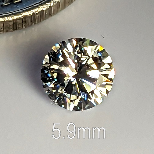 6A, Cubic Zirconia, Round Brilliant 8 Hearts & Arrows, White, 5.9mm (0.75ct)