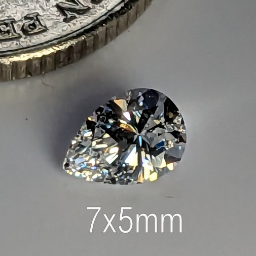 Cubic Zirconia, Pear, White, 7x5mm (0.67ct)